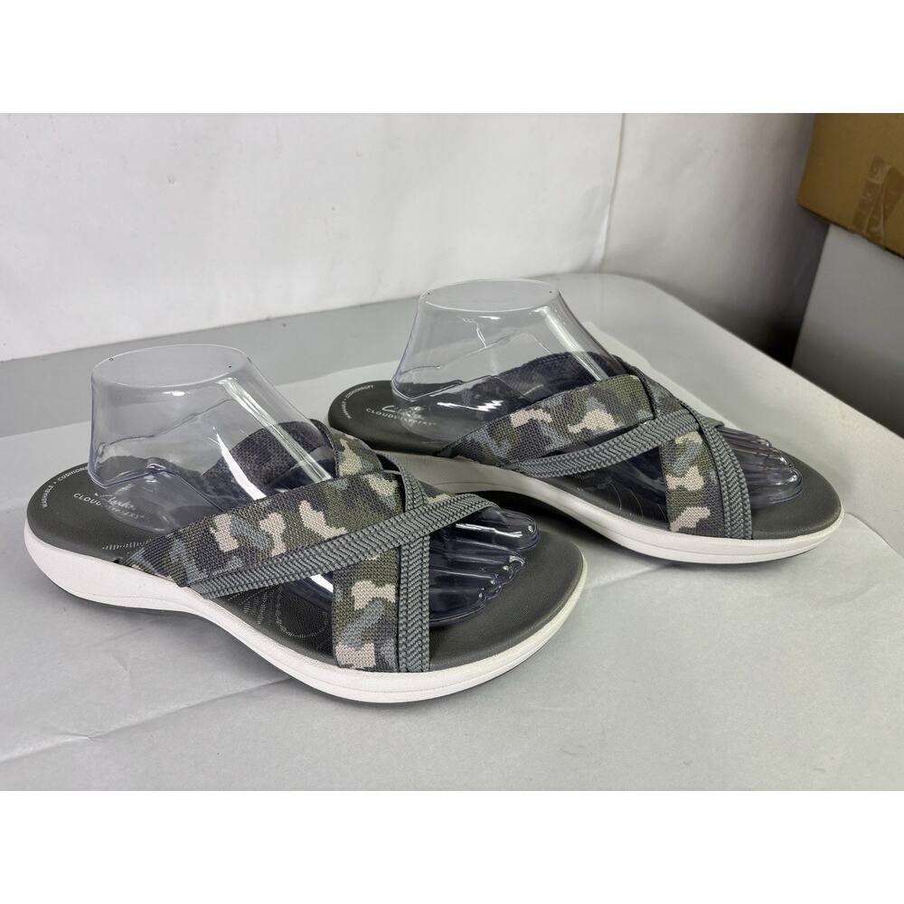 CLOUDSTEPPERS Clarks Womens 11 W Slide Comfort Sandals Mira Isle Green Camo